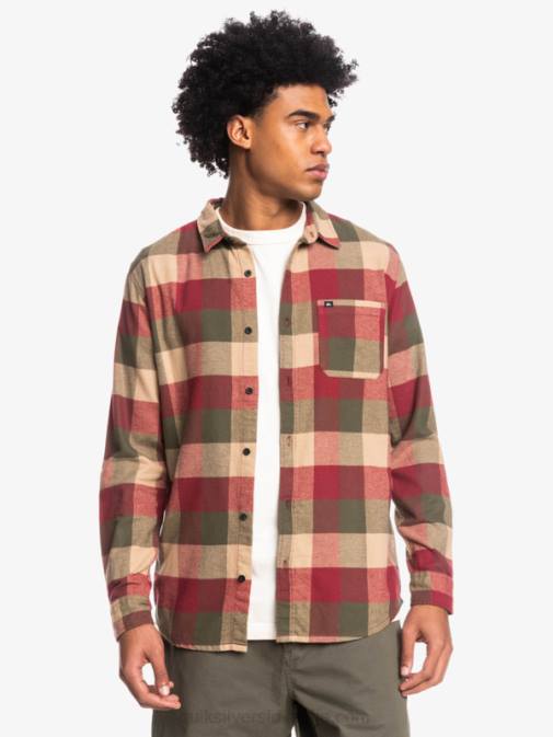 Quiksilver PJ4H1571 moški rubinasta vinska mušica Motherfly flanelasta srajca z dolgimi rokavi
