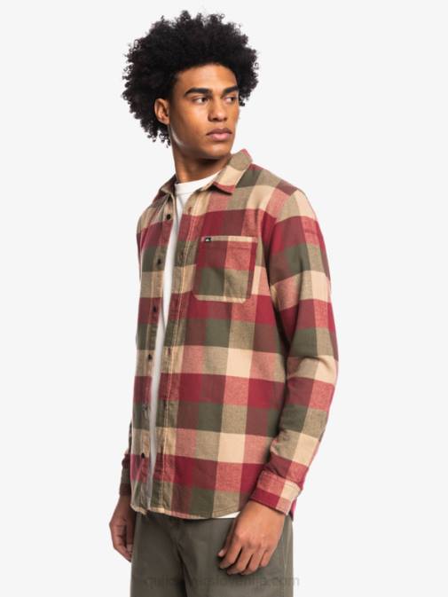 Quiksilver PJ4H1571 moški rubinasta vinska mušica Motherfly flanelasta srajca z dolgimi rokavi