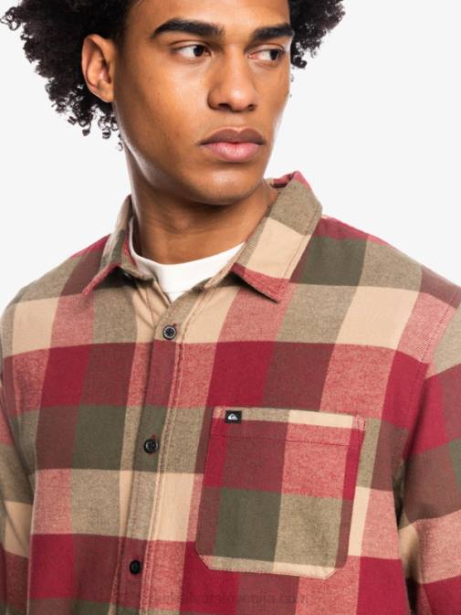Quiksilver PJ4H1571 moški rubinasta vinska mušica Motherfly flanelasta srajca z dolgimi rokavi