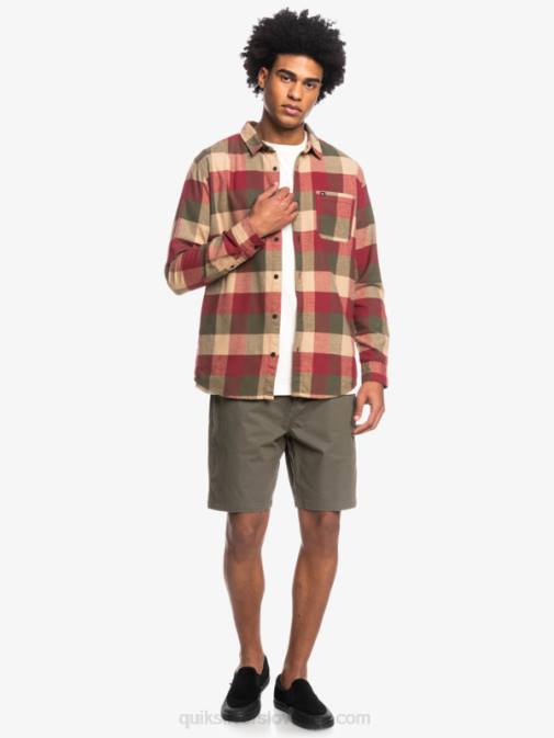 Quiksilver PJ4H1571 moški rubinasta vinska mušica Motherfly flanelasta srajca z dolgimi rokavi