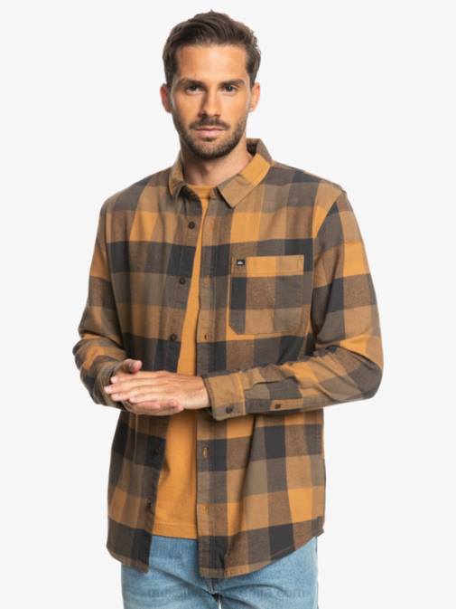 Quiksilver PJ4H1574 moški rjava sladkorna mati Motherfly flanelasta srajca z dolgimi rokavi