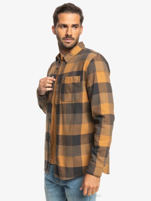 Quiksilver PJ4H1574 moški rjava sladkorna mati Motherfly flanelasta srajca z dolgimi rokavi