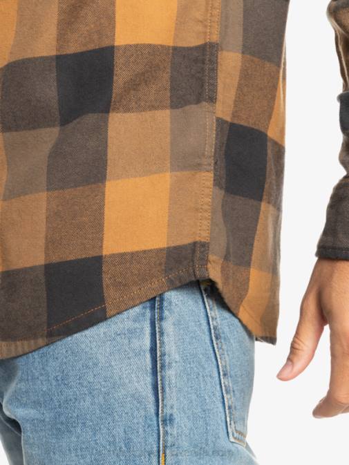 Quiksilver PJ4H1574 moški rjava sladkorna mati Motherfly flanelasta srajca z dolgimi rokavi