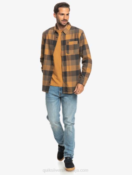 Quiksilver PJ4H1574 moški rjava sladkorna mati Motherfly flanelasta srajca z dolgimi rokavi
