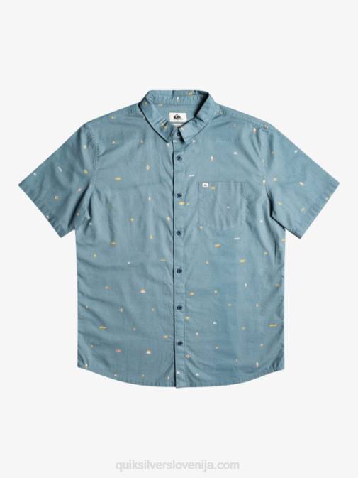 Quiksilver PJ4H1629 moški deželno modra razmaknjena razmaknjena majica s kratkimi rokavi