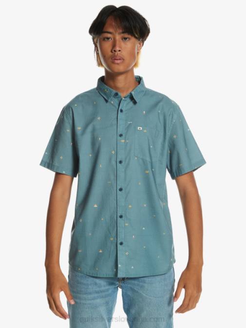 Quiksilver PJ4H1629 moški deželno modra razmaknjena razmaknjena majica s kratkimi rokavi