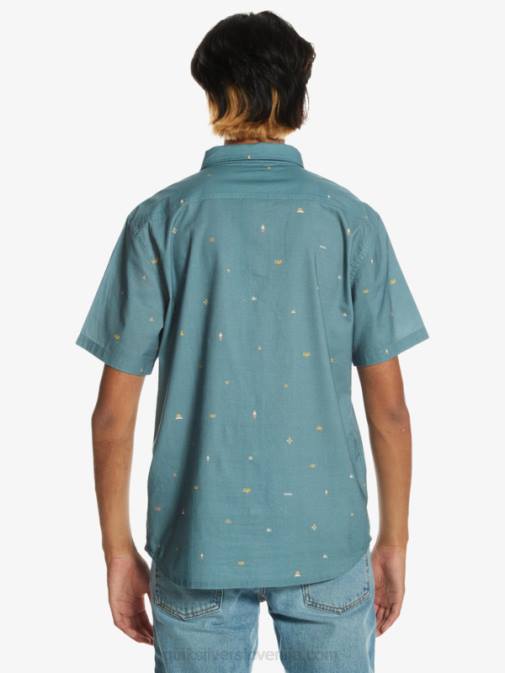 Quiksilver PJ4H1629 moški deželno modra razmaknjena razmaknjena majica s kratkimi rokavi
