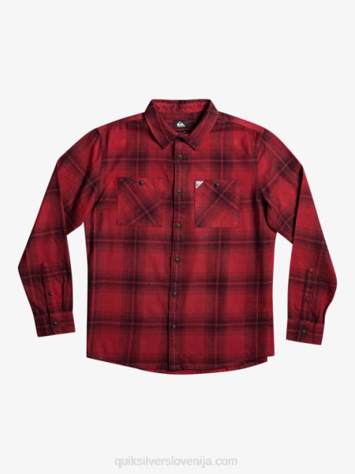 Quiksilver PJ4H1691 moški rubinasto vino saturn saturn karirasta srajca z dolgimi rokavi