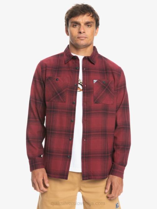 Quiksilver PJ4H1691 moški rubinasto vino saturn saturn karirasta srajca z dolgimi rokavi