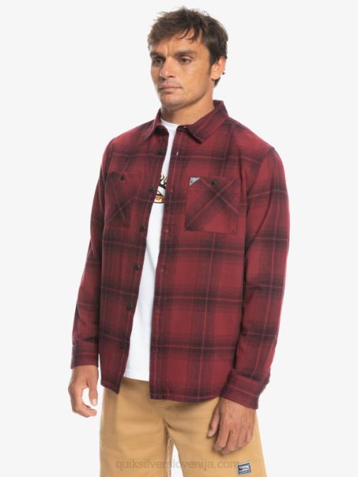 Quiksilver PJ4H1691 moški rubinasto vino saturn saturn karirasta srajca z dolgimi rokavi