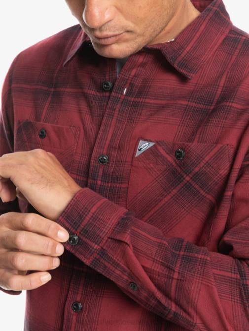 Quiksilver PJ4H1691 moški rubinasto vino saturn saturn karirasta srajca z dolgimi rokavi