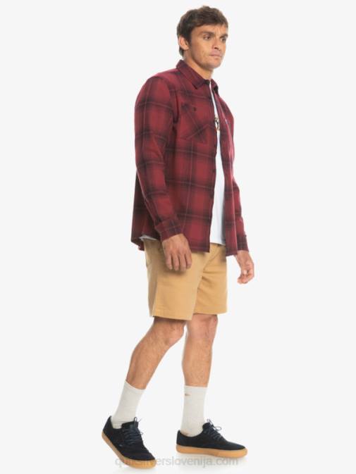 Quiksilver PJ4H1691 moški rubinasto vino saturn saturn karirasta srajca z dolgimi rokavi