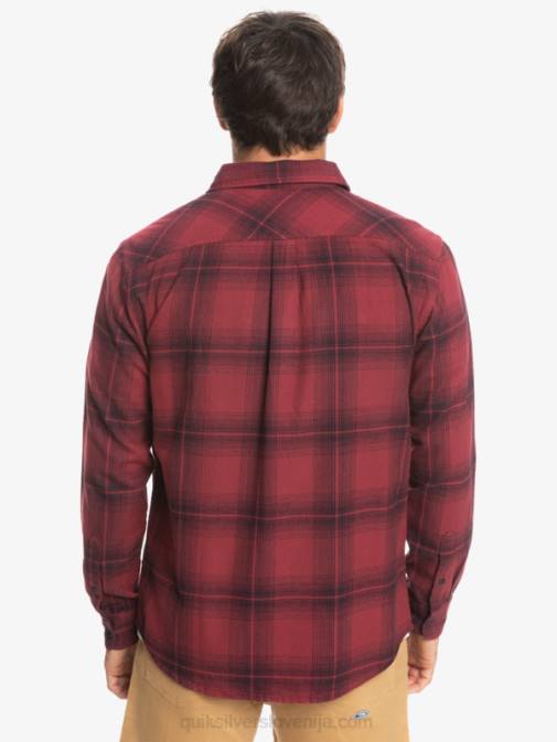 Quiksilver PJ4H1691 moški rubinasto vino saturn saturn karirasta srajca z dolgimi rokavi