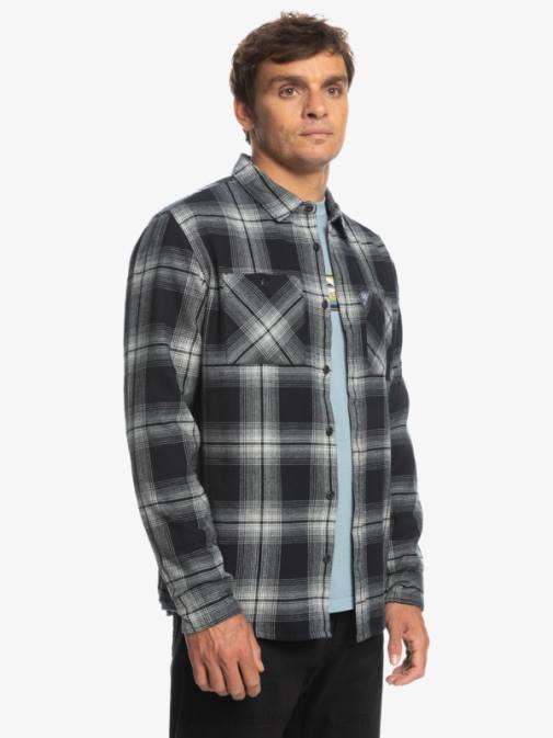 Quiksilver PJ4H1692 moški črni saturn saturn karirasta srajca z dolgimi rokavi