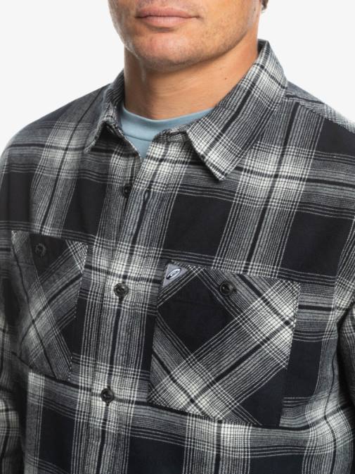 Quiksilver PJ4H1692 moški črni saturn saturn karirasta srajca z dolgimi rokavi