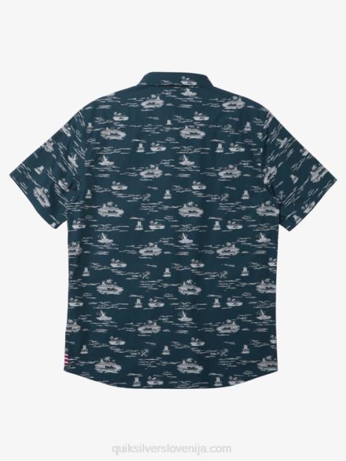 Quiksilver PJ4H1726 moški polnočna mornarica srajca s kratkimi rokavi hawaii lost at sea