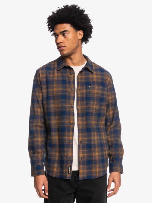 Quiksilver PJ4H1767 moški insignija modra ganaway ganaway raztegljiva flanelasta srajca z dolgimi rokavi