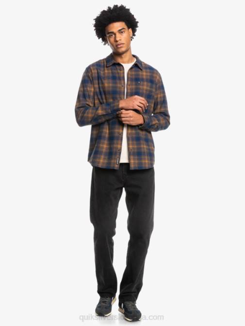 Quiksilver PJ4H1767 moški insignija modra ganaway ganaway raztegljiva flanelasta srajca z dolgimi rokavi