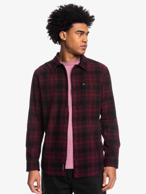 Quiksilver PJ4H1769 moški črni ganaway ganaway raztegljiva flanelasta srajca z dolgimi rokavi