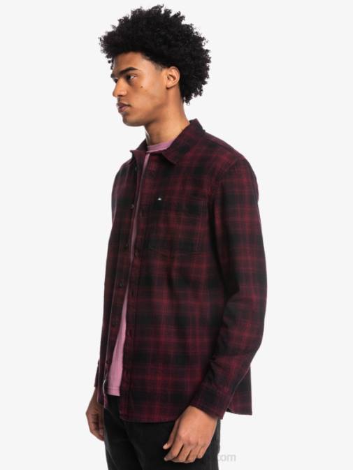 Quiksilver PJ4H1769 moški črni ganaway ganaway raztegljiva flanelasta srajca z dolgimi rokavi