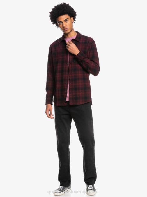Quiksilver PJ4H1769 moški črni ganaway ganaway raztegljiva flanelasta srajca z dolgimi rokavi