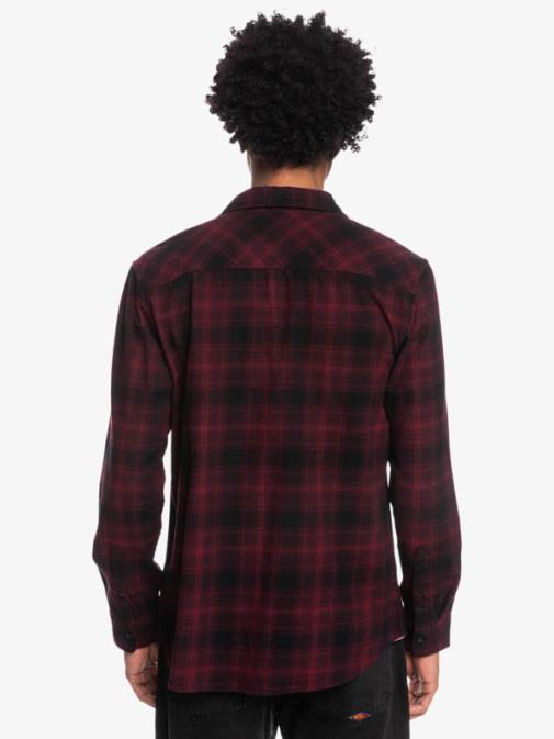 Quiksilver PJ4H1769 moški črni ganaway ganaway raztegljiva flanelasta srajca z dolgimi rokavi