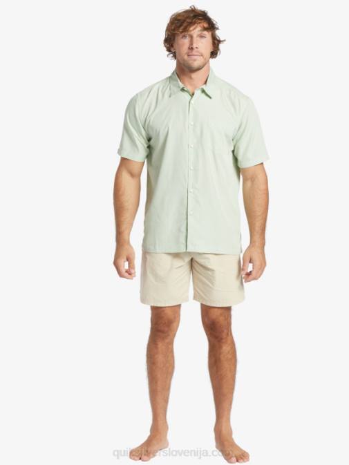 Quiksilver PJ4H286 moški subtilno zeleni kingscliff srajca s kratkimi rokavi waterman kings cliff
