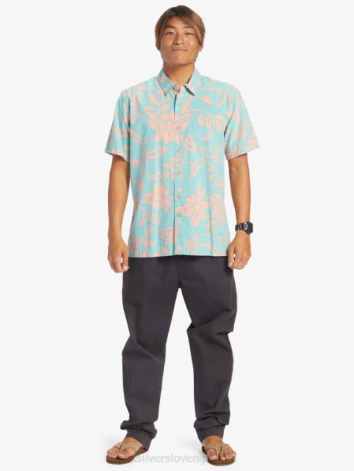 Quiksilver PJ4H288 moški modra turkizna vsak vikend w srajca s kratkimi rokavi waterman vsak vikend