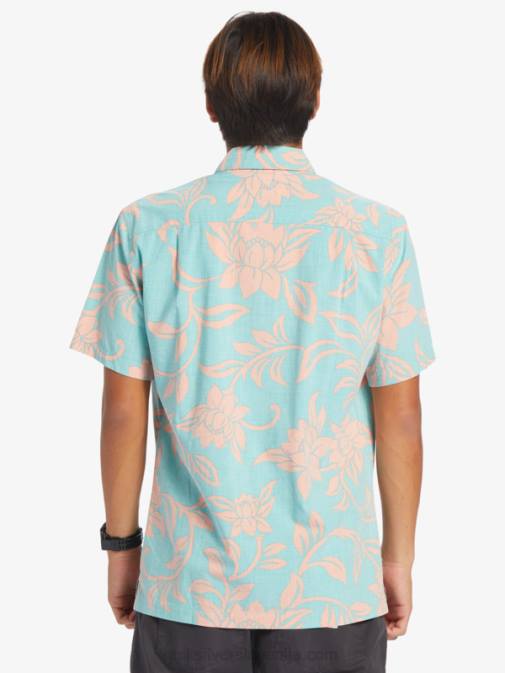 Quiksilver PJ4H288 moški modra turkizna vsak vikend w srajca s kratkimi rokavi waterman vsak vikend