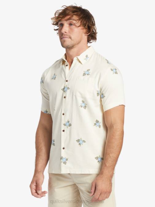 Quiksilver PJ4H425 moški starinske bele majhne pedale srajca s kratkimi rokavi na majhne pedale waterman