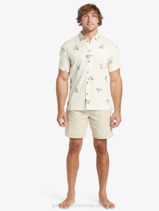 Quiksilver PJ4H425 moški starinske bele majhne pedale srajca s kratkimi rokavi na majhne pedale waterman