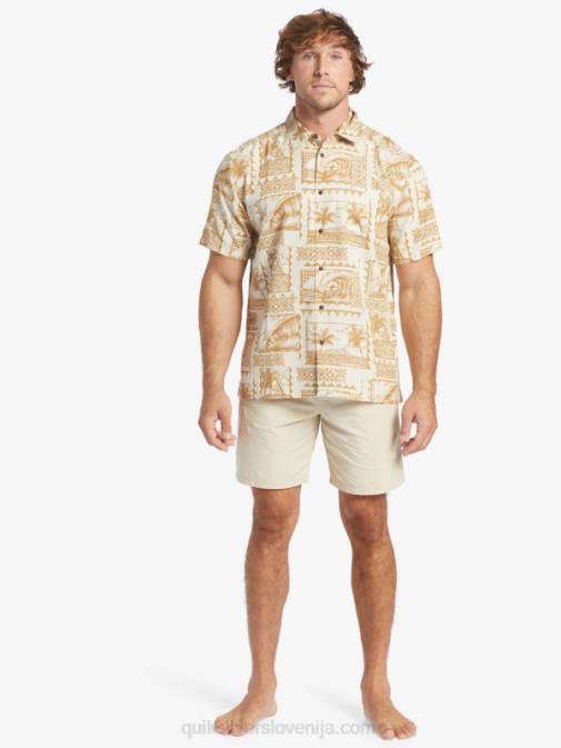 Quiksilver PJ4H432 moški izletniki z rjavim rižem majica s kratkimi rokavi waterman surf trippers