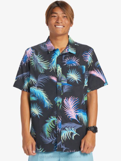 Quiksilver PJ4H551 moški črna tropska napaka tropical glitch srajca s kratkimi rokavi