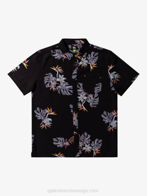 Quiksilver PJ4H649 moški črni cvetlični ss cvetlična majica s kratkimi rokavi
