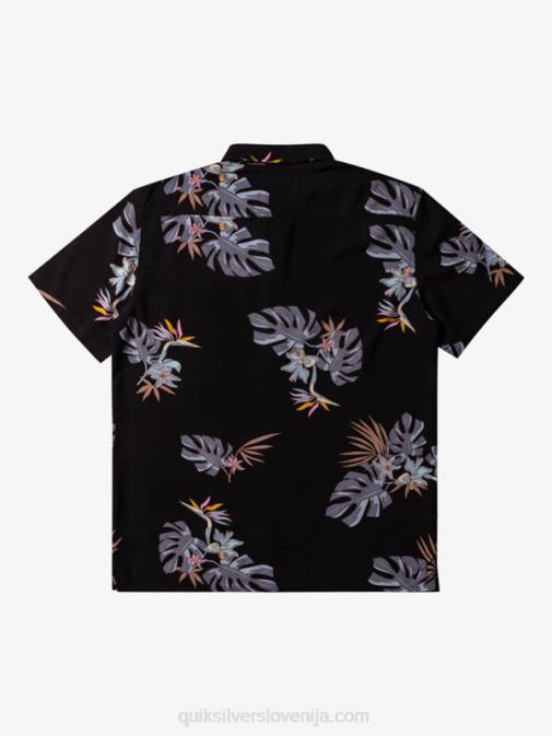 Quiksilver PJ4H649 moški črni cvetlični ss cvetlična majica s kratkimi rokavi