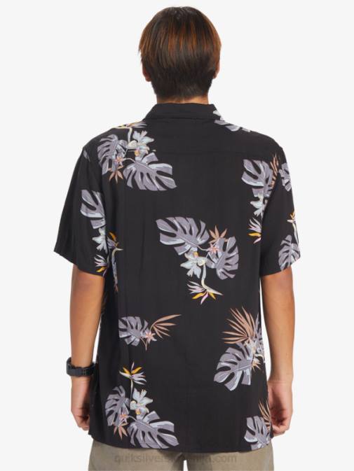 Quiksilver PJ4H649 moški črni cvetlični ss cvetlična majica s kratkimi rokavi
