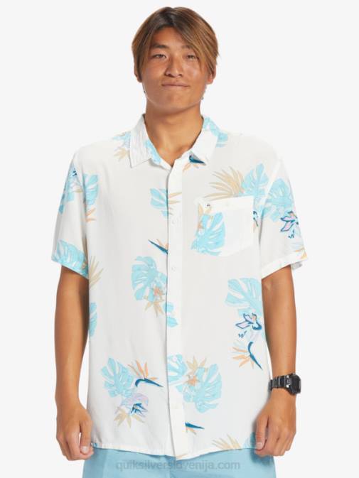 Quiksilver PJ4H650 moški snežno bel cvetlični ss cvetlična majica s kratkimi rokavi
