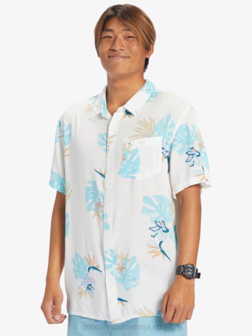 Quiksilver PJ4H650 moški snežno bel cvetlični ss cvetlična majica s kratkimi rokavi