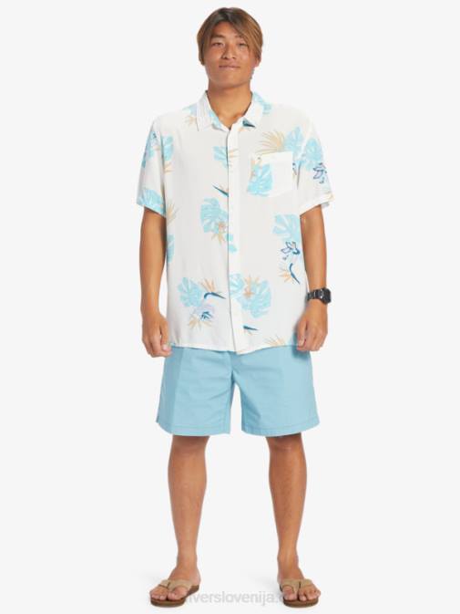 Quiksilver PJ4H650 moški snežno bel cvetlični ss cvetlična majica s kratkimi rokavi