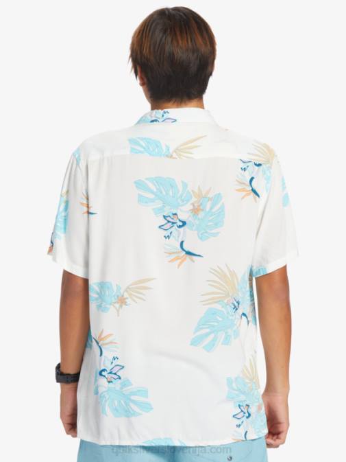 Quiksilver PJ4H650 moški snežno bel cvetlični ss cvetlična majica s kratkimi rokavi