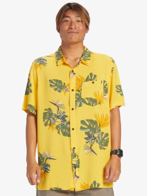 Quiksilver PJ4H651 moški rumenjak cvetlični ss cvetlična majica s kratkimi rokavi
