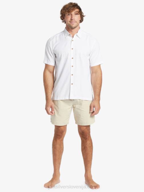 Quiksilver PJ4H867 moški bela waterman tahiti palms vrhunska majica proti gubam
