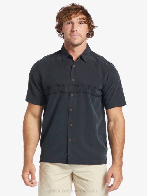 Quiksilver PJ4H868 moški Črna waterman tahiti palms vrhunska majica proti gubam