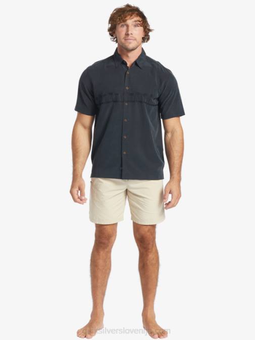 Quiksilver PJ4H868 moški Črna waterman tahiti palms vrhunska majica proti gubam