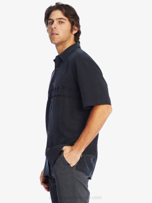 Quiksilver PJ4H868 moški Črna waterman tahiti palms vrhunska majica proti gubam