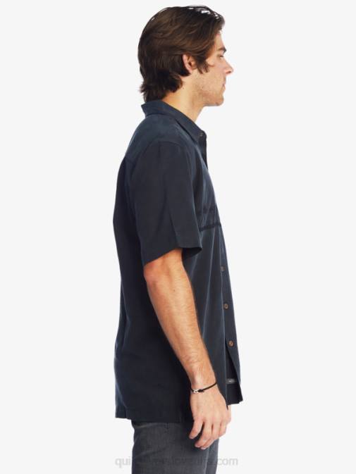 Quiksilver PJ4H868 moški Črna waterman tahiti palms vrhunska majica proti gubam