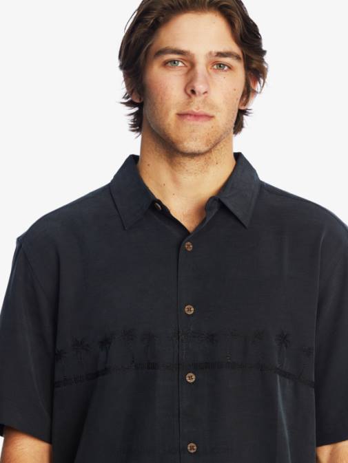 Quiksilver PJ4H868 moški Črna waterman tahiti palms vrhunska majica proti gubam