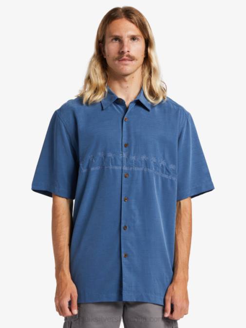 Quiksilver PJ4H872 moški praporščak modra waterman tahiti palms vrhunska majica proti gubam