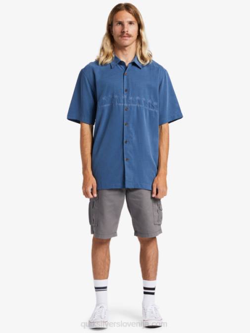Quiksilver PJ4H872 moški praporščak modra waterman tahiti palms vrhunska majica proti gubam