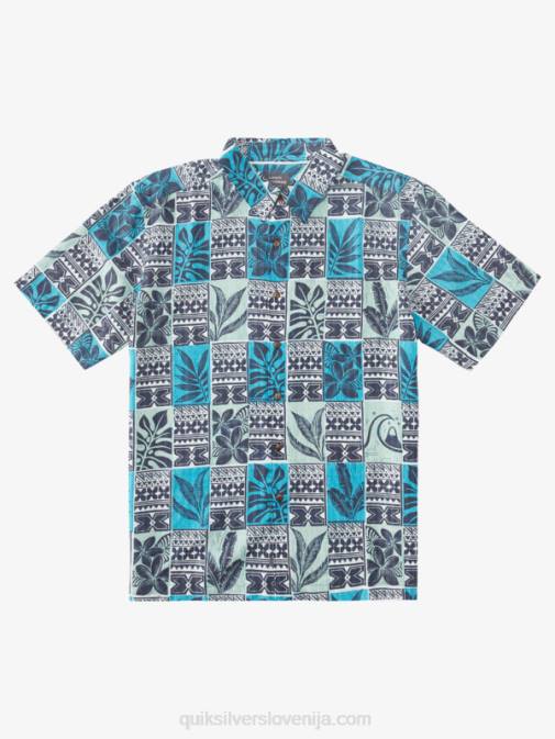 Quiksilver PJ4H915 moški modre turkizne škatle z listi waterman leaf boxes havajska srajca